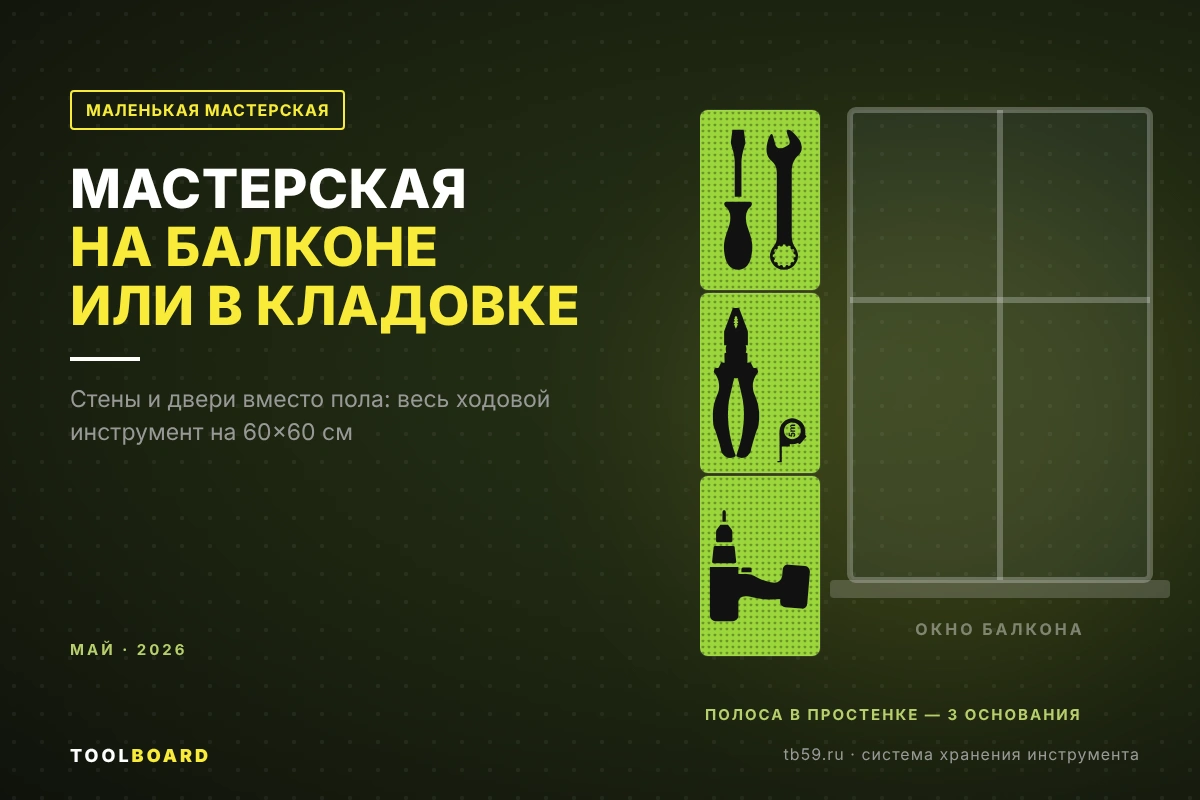 Мастерская на балконе или в кладовке: компактное хранение инструмента