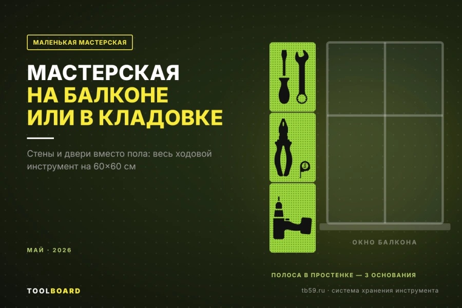 Мастерская на балконе или в кладовке: компактное хранение инструмента
